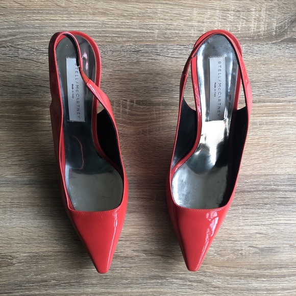 SOLD Stella McCartney red patent pointed slingback pump - Picture 2 of 4